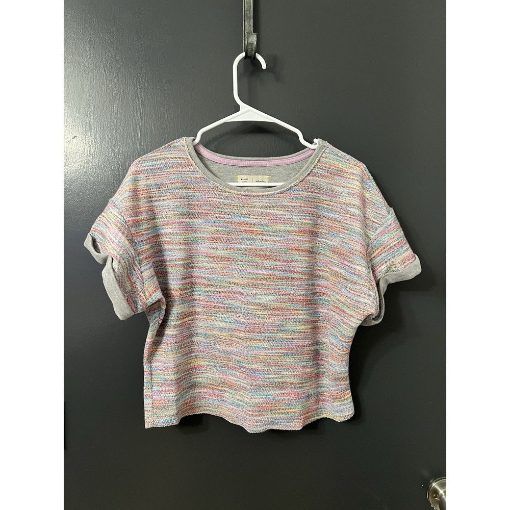 Anthropologie Saturday Sunday Aphra Space Dyed Knit Crop Sweater Top Size S